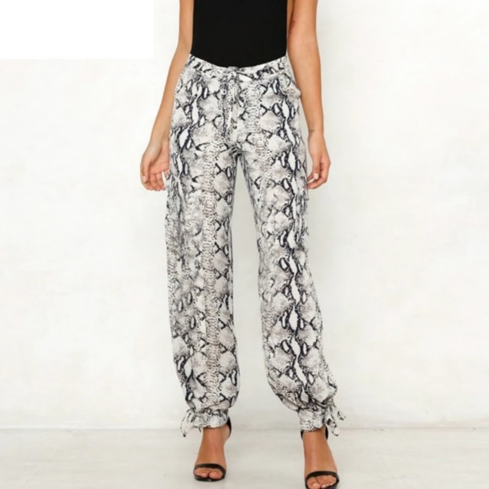 Satin Snake Print Joggers